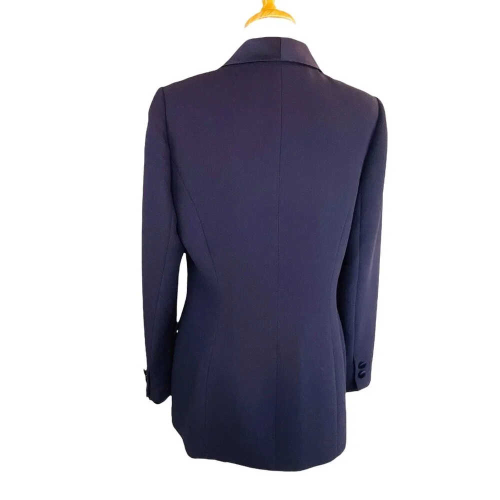 Albert NiponTuxedo Pant Suit Vintage 90s Plum Sz 8 Removable Satin Collar & Cuff - Picture 6 of 11